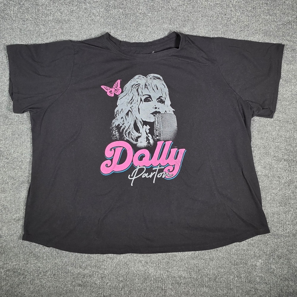 Dolly Parton Graphic T-Shirt Womens 3X Black Pink Butterfly Country Music Tee